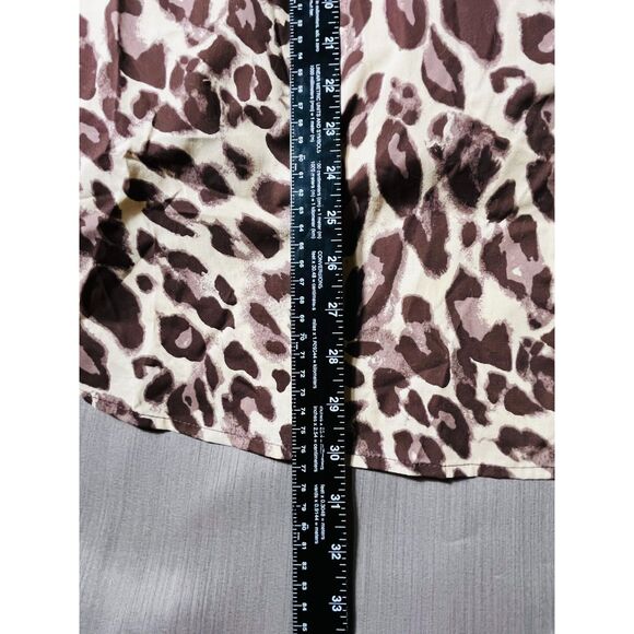NWT Women's Plus Size 30 Leopard Print Cotton Button Up Blouse - Picture 9 of 9